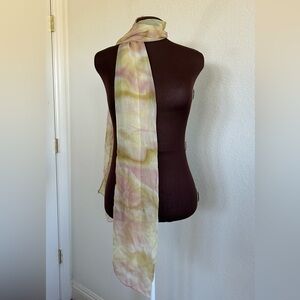 Y2K Chic Pink and Yellow Watercolor Sheer Scarf